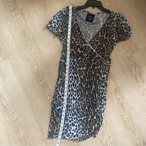 Zara Leopard Print Wrap Dress Edgy Grunge Whimsigoth Fall Layering Staple M - Picture 12 of 12
